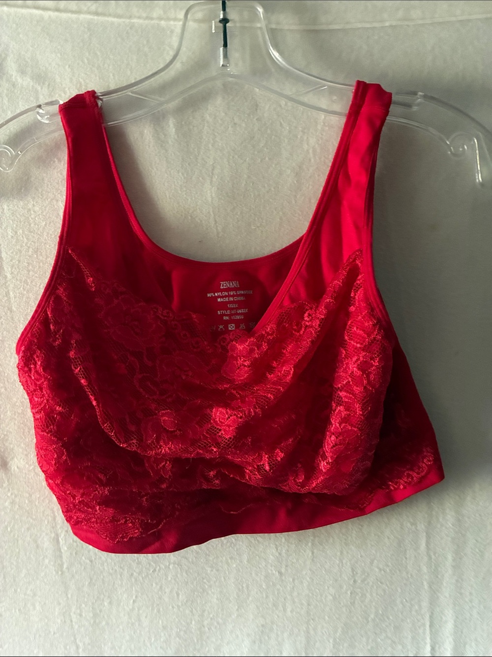 Zenana Outfitters Lace-Front Comfort Bralette - Bright Red